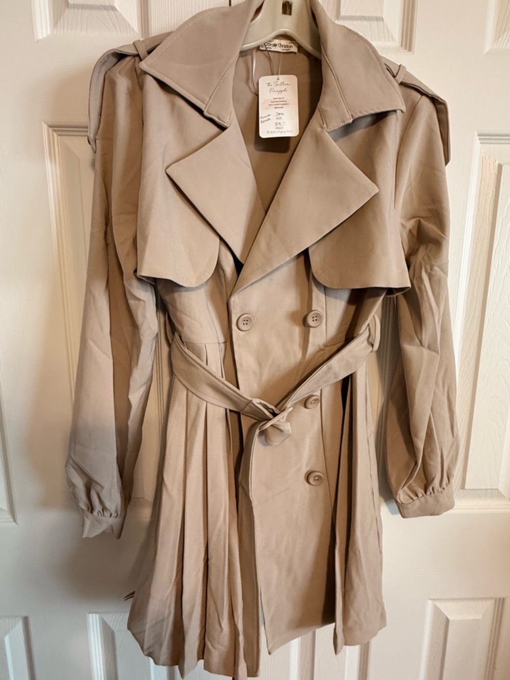 Classic Beige Trench Coat Dress with Belt